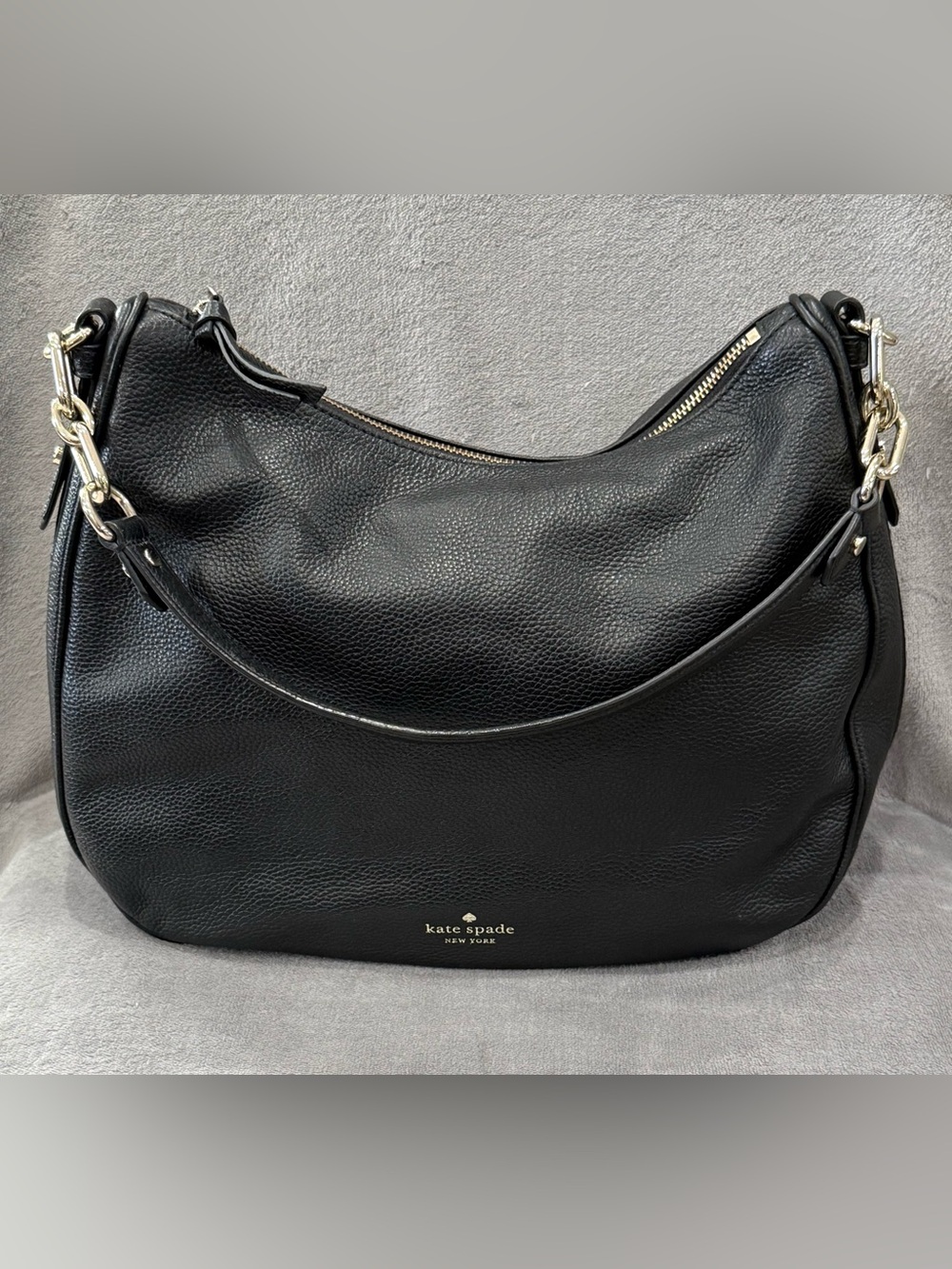 Kate Spade Mulberry Vivian Black Pebbled Leather Hobo Bag EUC